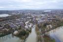 Aerial view of flooding in Oxford