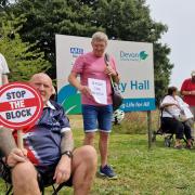 Protesters against Exeter's LTNs ahead of the city council elections.