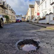 A pothole in New Street, Paignton.