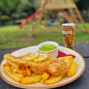 Fish and chips in the garden.