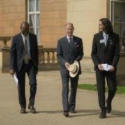 The Duke of Edinburgh, Clive Myrie, and Dipesh Purandare.