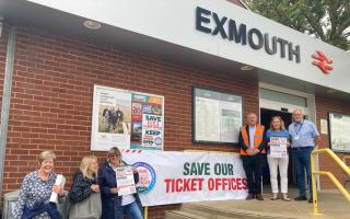 A protest was held outside Exmouth railway station in July.