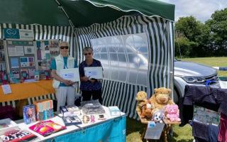 Stella Ford, volunteer and Jackie Crook, carer, at Offwell Fete