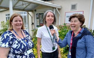 (left to right) Mrs Hulbert, head of school, Axminster Community Primary Academy, Clare Matheson, founder and director, Little Green Change and Jo Loosemore, senior producer, BBC Radio Devon