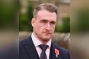 Former Scottish rugby captain Stuart Hogg leaves Selkirk Sheriff Court.