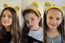 L-R: Lucy, 9, Chloe, 8, and Alice Hitchcock, 7, will perform with the BBC Children in Need Choir on the appeal show