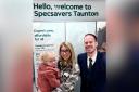 Verity with her daughter and Specsavers Damien Reavey.