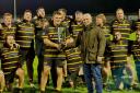 Andrew Rowe from Warleggan YFC, accepting the trophy (kindly donated by Lodge & Thomas), on behalf of the Cornwall YFC team. Image: Celtic Photography