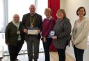 Min Rennolds Honiton Memory Cafe Coordinator, Tony McCollum Mayor of Honiton, Heather Penwarden Chair Dementia Friendly Honiton, Paula Land Memory Cafe Volunteer and Trustee, Cindy Furse Devon Memory Cafe Consortium Trustee.