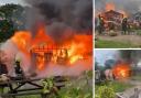 Shed near Axminster 'well alight.'