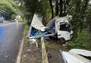 Driver taken to hospital after van crashes into telegraph pole on the A35