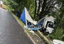 A35 still closed after lorry crashes into a telegraph pole