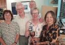 (left to right) Carolyn Bowles, Paul Ritchie, Harry Lawrence, Sue Ritchie and Ann Trayling with the trophy