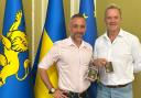 From left: Luca Alfatti and Mark Hannaford with their medals in Ukraine