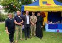 RBL Axminster Branch Members: Mervyn Symes, Peter Slimon GC (chairman and George Cross holder), Richard Foord MP, Cpl Luke Searle REME, Revd Geoffrey Walsh (Chaplain).