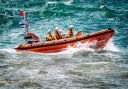 Lyme Regis RNLI Atlantic 85 inshore lifeboat Spirit of Loch Fyne at sea