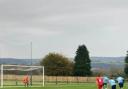 Taylor Rooke scores Beer's penalty kick in the game against Plymouth Marjon