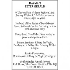 PETER GERALD HAYMAN