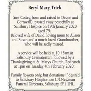 BERYL MARY TRICK (nee Cottey)