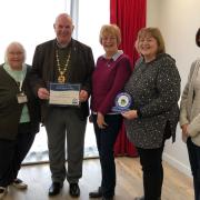 Min Rennolds Honiton Memory Cafe Coordinator, Tony McCollum Mayor of Honiton, Heather Penwarden Chair Dementia Friendly Honiton, Paula Land Memory Cafe Volunteer and Trustee, Cindy Furse Devon Memory Cafe Consortium Trustee.