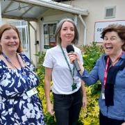 (left to right) Mrs Hulbert, head of school, Axminster Community Primary Academy, Clare Matheson, founder and director, Little Green Change and Jo Loosemore, senior producer, BBC Radio Devon