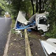 Driver taken to hospital after van crashes into telegraph pole on the A35