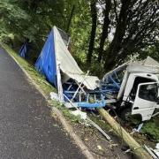 A35 still closed after lorry crashes into a telegraph pole