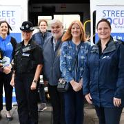 Partners gather in Torquay’s Castle Circus ahead of a Street Focus walkabout session on Saturday