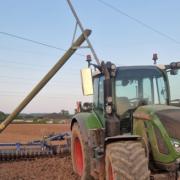 Farmer in Whimple escaped uninjured following hitting an electricity pylon with a trailer.