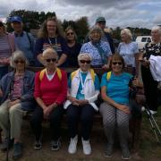 Carer Sylvia and John Gregory, Jessica Lloyd, ex-carer Katrina Davis, Carers Alan & Christine Broom, ex-carer Teresa Birch and ex-carer Valerie Lloyd, carer May Bowsher, walk leaders Marion Pack, Stella Ford and Barbara East.