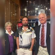 Winner: Ross Latchem with Ladies Captain, Cathy Pawley and Seniors Captain, Neil Price