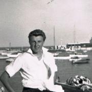 Photo of author Derek Sturch at Lyme Regis in 1958