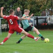 Sidmouth AFC in FA Vase action against Barnstaple Town