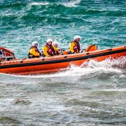 Lyme Regis RNLI Atlantic 85 inshore lifeboat Spirit of Loch Fyne at sea