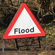 Flood Sign Stock Image. Newsquest.