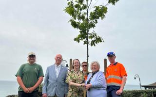 Gardener Kai Sparks, the mayor’s consort Alan Ellis, the mayor Cllr Michaela Ellis, operations supervisor Pete Williams, deputy mayor Cllr Cheryl Reynolds, and lengthsman Mark Bujniewicz